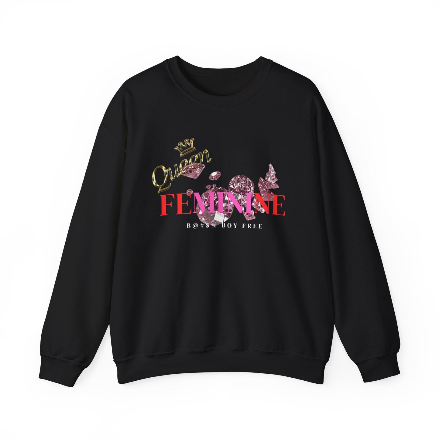 Feminine Queen Sweatshirt, Unisex Crewneck Sweater for Women, Gift for Her, Empowerment Apparel, Casual Fashion, Birthday Present